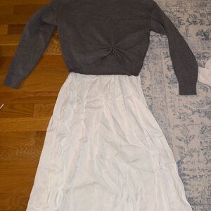 Elegant White Women's Dress and Sweater
